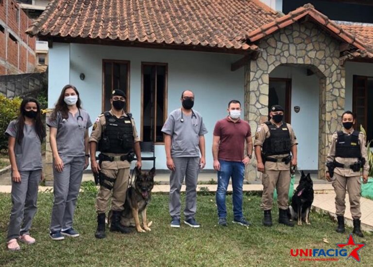 Alunos do curso de Medicina Veterinária UNIFACIG atendem cães utilizados em serviço no 11º da Polícia Militar