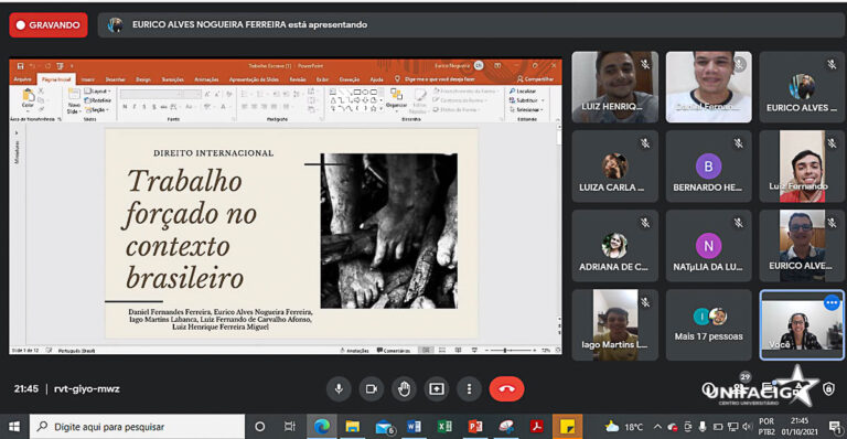 Alunos do 8º período do curso de Direito UNIFACIG, desenvolvem seminários em que discutem  o Direito Internacional frente a casos ambientais e a situações análogas às de escravo