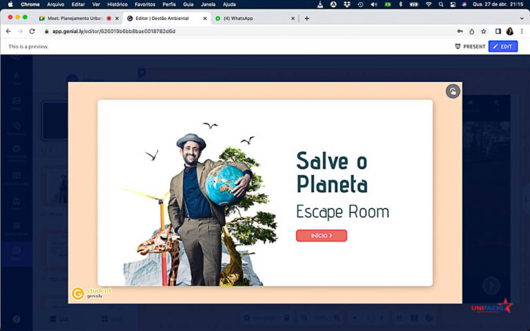 Alunos do Curso de Gestão Ambiental EAD foram desafiados a salvarem o planeta por meio de um Escape Room.